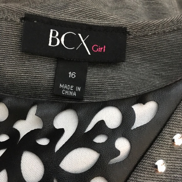 BCX Girl Dress Gray & Black Faux Leather Laser Cut - Picture 6 of 8